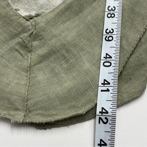 Elena Baldi Womens Green White Boho Hippie Linen Pullover Poncho Made In Italy - Picture 12 of 12